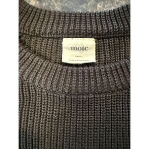 Mote Anthropologie Chunky Crewneck Sweater Black Raglan High Low Hem Small
